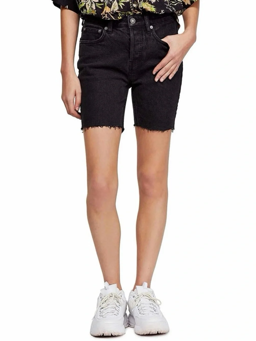 We The Free Avery Bermuda Cutoff Denim Shorts Black Size 29